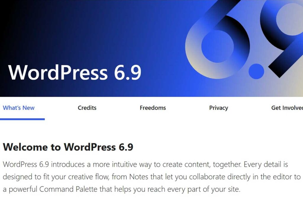 WordPress version 6.9 : nouveautés, améliorations et guide complet
