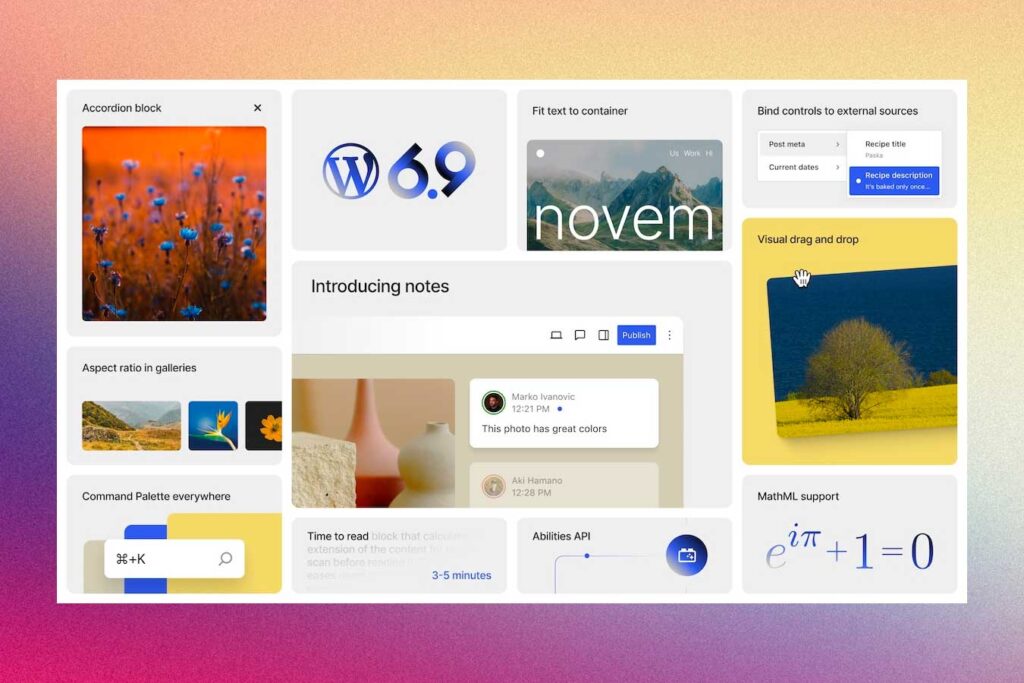 Un aperçu des changements promis par WordPress 6.9. © WordPress
